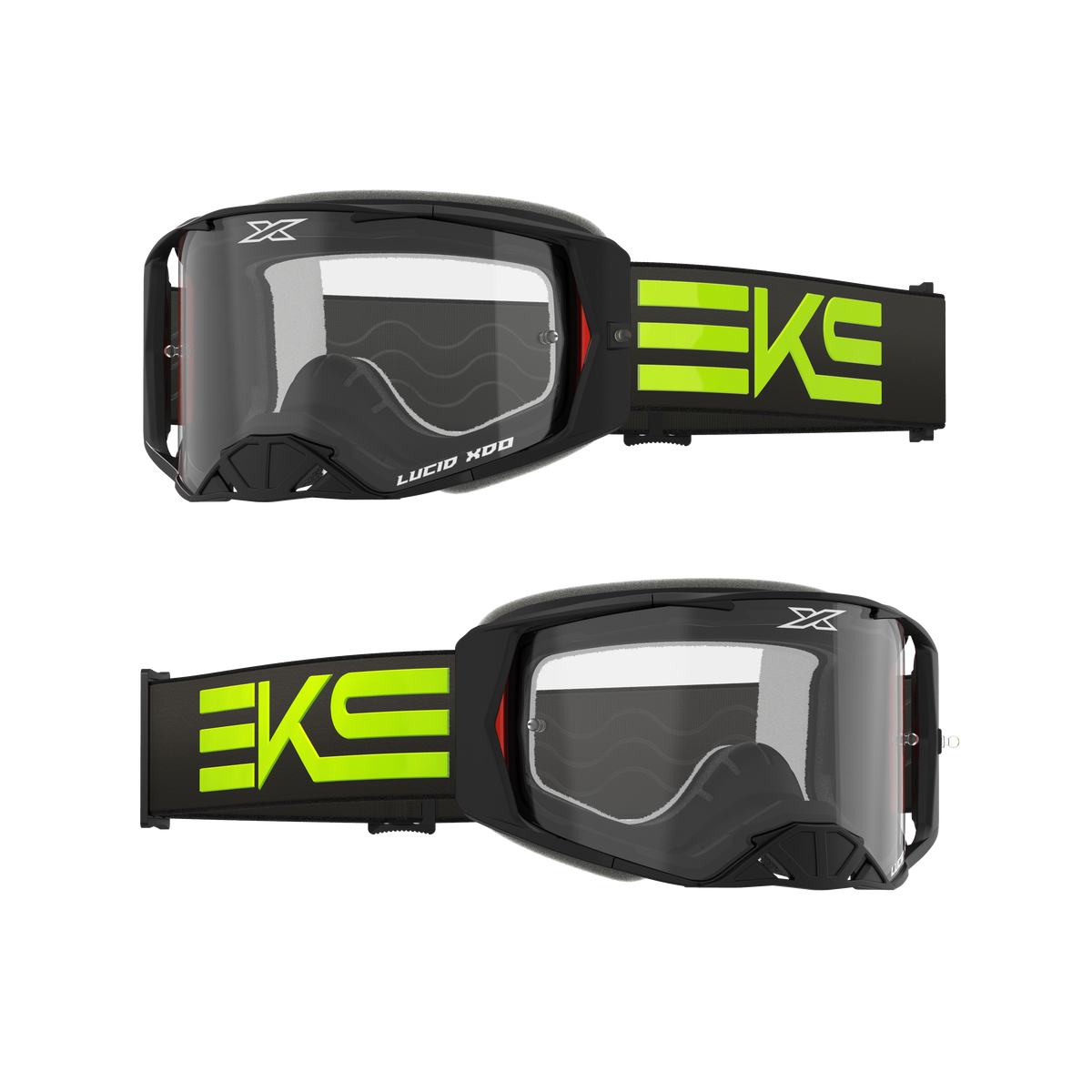 Lucid Race Face Goggle EKS Flag Black Flo Yellow - Clear Lens