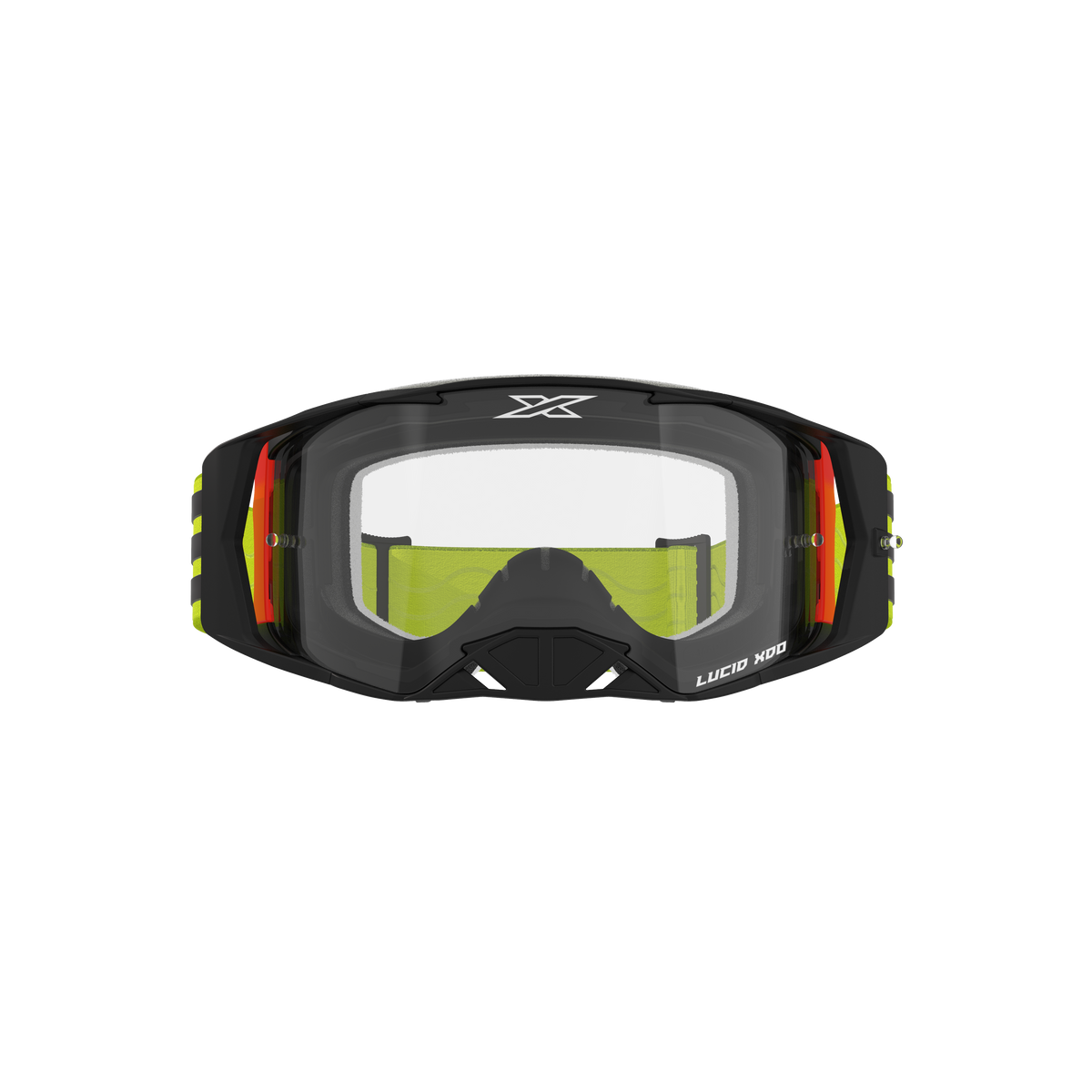 Lucid Race Face Goggle EKS Flag Flo Yellow Black - Clear Lens