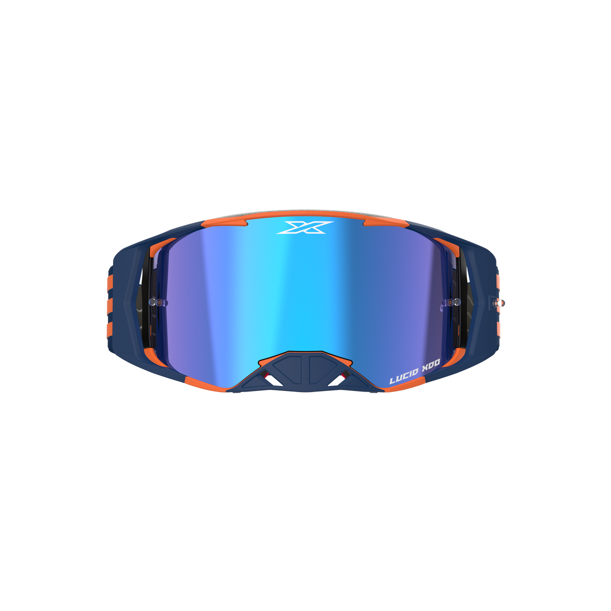 Lucid Goggle EKS Flag Navy Flo Orange - Blue Mirror Lens