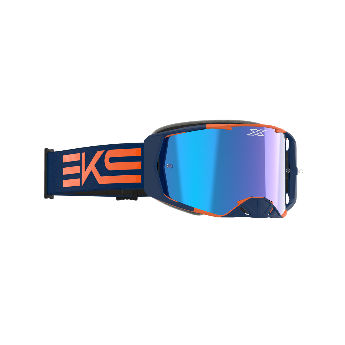 Lucid Goggle EKS Flag Navy Flo Orange - Blue Mirror Lens