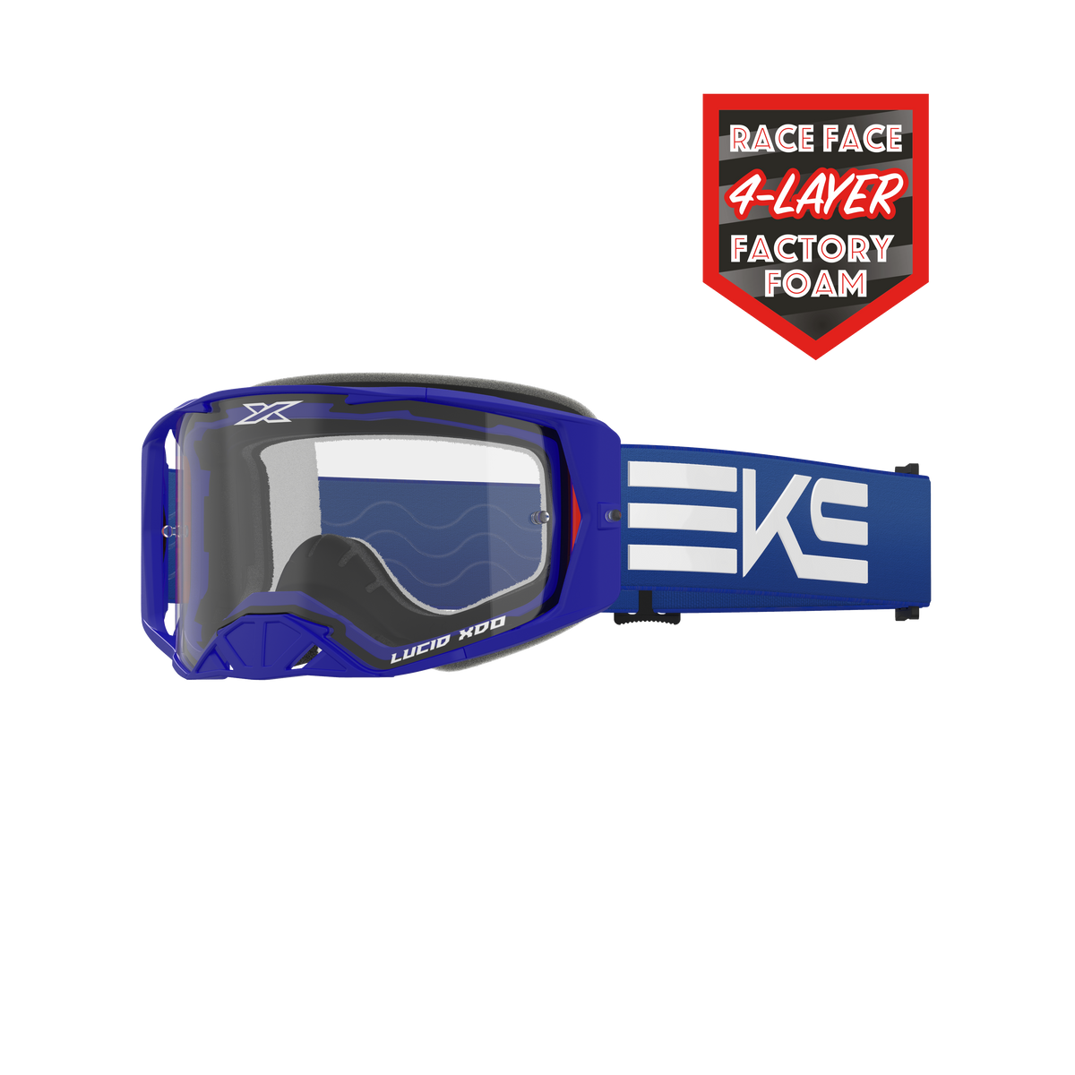 Lucid Race Face Goggle EKS Flag Blue - Clear Lens