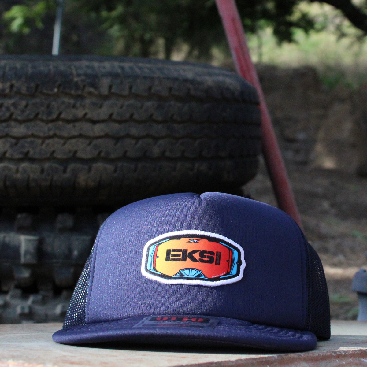EKS Brand Flat Bill Goggle Patch Hat