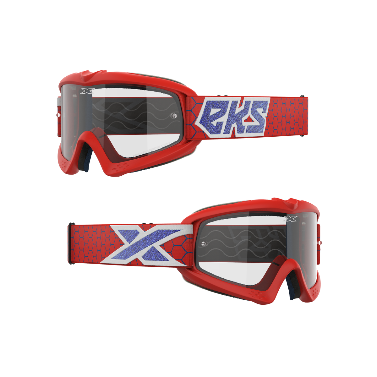 XGROM Clear Youth Goggle Red White &amp; Metallic Blue