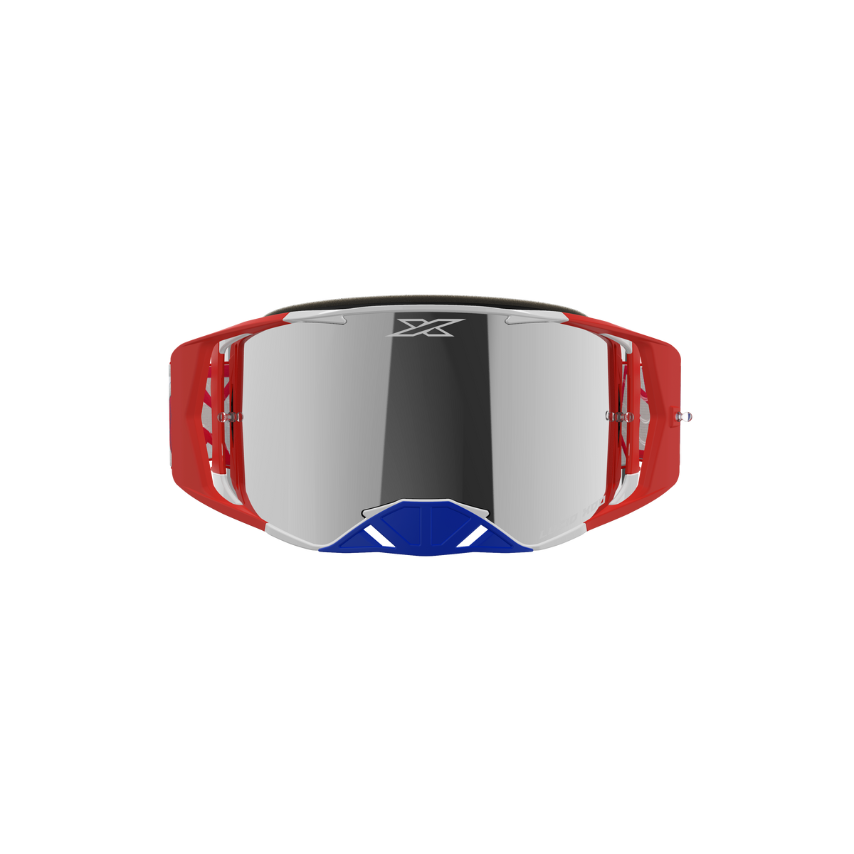 Lucid Goggle Red, White, &amp; Metallic Blue - Silver Mirror